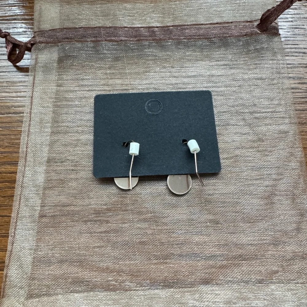 🌹14k rose gold fill dainty drop disc earrings. - Picture 5 of 5